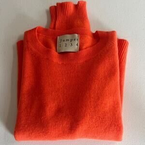 Jumper 1234 Sweater Women's Size 1 UK 6/8 US S-XS 4 100% Cashmere Orange Knit